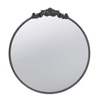 30 x 32 Inch Round Wall Mirror with Baroque Inspired Frame
