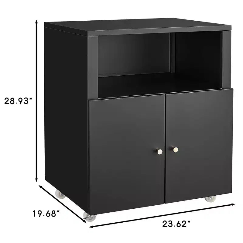 COZONY Armadietto metallico portaoggetti con ruote, supporto mobile per stampante con ante e ripiani per l'ufficio di casa