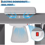 Tavolo Manicure con Aspiratore Elettrico per Polveri, Tavolo Unghie 42" Postazione per Salone di Bellezza con Ruote Bloccabili, Bracciolo, 4 Cassetti Portaoggetti, Piano Resistente