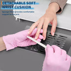 Tavolo Manicure con Aspiratore Elettrico per Polveri, Tavolo Unghie 42" Postazione per Salone di Bellezza con Ruote Bloccabili, Bracciolo, 4 Cassetti Portaoggetti, Piano Resistente