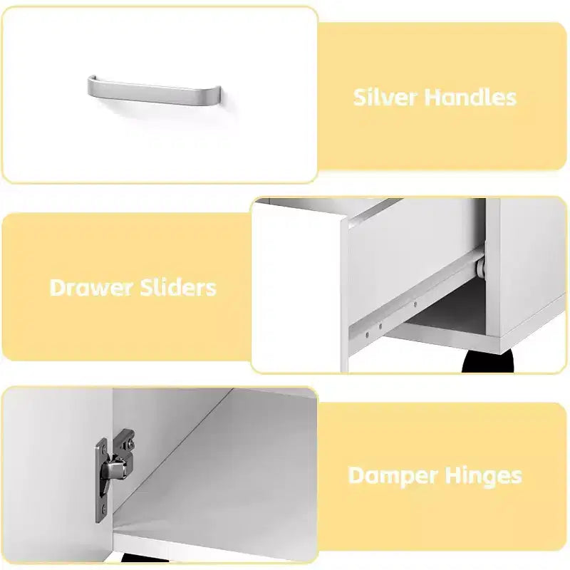 Tavolo Manicure con Aspiratore Elettrico per Polveri, Tavolo Unghie 42" Postazione per Salone di Bellezza con Ruote Bloccabili, Bracciolo, 4 Cassetti Portaoggetti, Piano Resistente