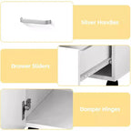 Tavolo Manicure con Aspiratore Elettrico per Polveri, Tavolo Unghie 42" Postazione per Salone di Bellezza con Ruote Bloccabili, Bracciolo, 4 Cassetti Portaoggetti, Piano Resistente