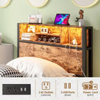 Struttura letto matrimoniale in metallo Bellemave con testiera portaoggetti, luci LED RGB, stazione di ricarica, libreria portaoggetti, senza rete a molle