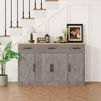 Mobile Buffet Celebalcony con Contenitore, Grande Mobile Contenitore da Cucina da 53,4 pollici con 3 Cassetti e 4 Ante, Ripiano Regolabile per Cucina, Soggiorno