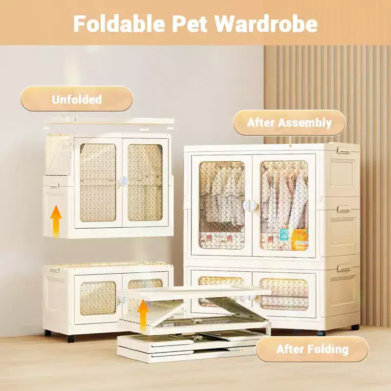 COZONY Armadio Contenitore a 2 Livelli con Ante Trasparenti e Contenitori su Ruote per l'Organizzazione Domestica