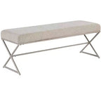 Okak Pouf Moderno Singolo Imbottito in Ecopelliccia con Gambe in Metallo, Poggiapiedi Imbottito Panca Porta Scarpe per Camera da Letto, Ingresso