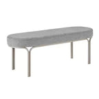 Okak Pouf Moderno Singolo Imbottito in Ecopelliccia con Gambe in Metallo, Poggiapiedi Imbottito Panca Porta Scarpe per Camera da Letto, Ingresso