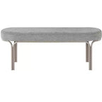 Okak Pouf Moderno Singolo Imbottito in Ecopelliccia con Gambe in Metallo, Poggiapiedi Imbottito Panca Porta Scarpe per Camera da Letto, Ingresso