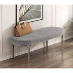 Okak Pouf Moderno Singolo Imbottito in Ecopelliccia con Gambe in Metallo, Poggiapiedi Imbottito Panca Porta Scarpe per Camera da Letto, Ingresso