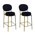 HomeRoots Set of Two 29 Black and Gold Velvet and Metal Low Back Bar Height Bar Chairs