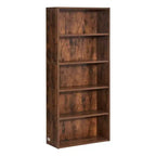 VIYET Libreria stretta a 5 ripiani alta 134 cm, Scaffale aperto regolabile, Stoccaggio autoportante, Camera da letto/Soggiorno/Ufficio/Biblioteca, Marrone