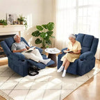 Poltrona reclinabile con massaggio, sedia extra-large con sollevamento assistito, reclinazione piatta a 155°, 2 portabicchieri, tessuto in lino per anziani e comfort in salotto
