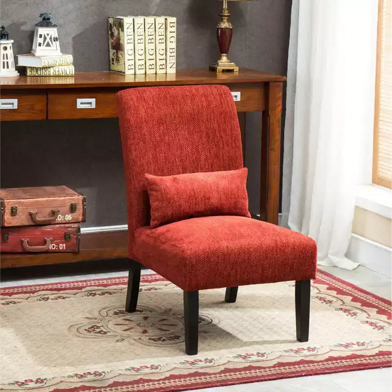 TUYOHW Poltrona senza braccioli in tessuto ciniglia, poltrona lounge con cuscino abbinato, struttura e gambe in legno massello, poltrona moderna effetto graffiti per soggiorno