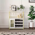 Gold Industrial Wine Bar Cabinet C 12-Bottle Storage with Removable Glass Holder C Sideboard for Living Room, Kitchen & Dining Room