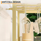 Mobile Bar Industriale Dorato C con portabottiglie da 12 C Porta Calici Rimovibile C Credenza per Soggiorno, Cucina e Sala da Pranzo