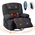 Poltrona Reclinabile per Adulti con Massaggio e Riscaldamento, Girevole a 360°, Recliner Manuale Extra Largo, Poltrona in Tessuto Chenille per Soggiorno