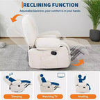 Poltrona Reclinabile per Adulti con Massaggio e Riscaldamento, Girevole a 360°, Recliner Manuale Extra Largo, Poltrona in Tessuto Chenille per Soggiorno