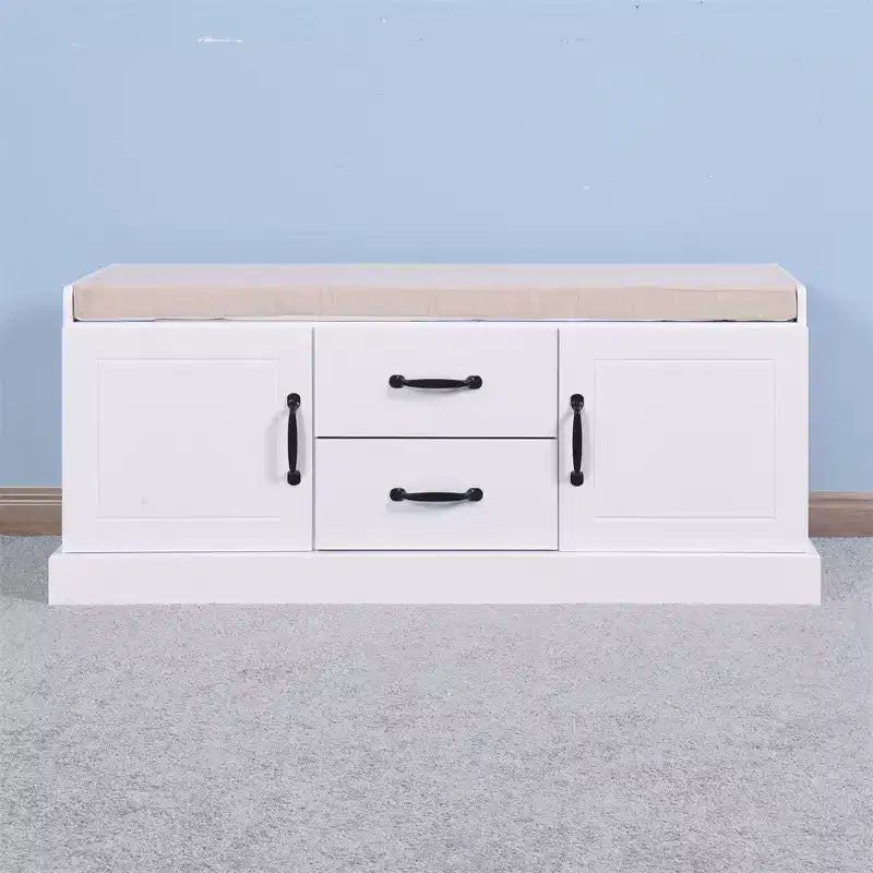 Panca Contenitore Piccola con 2 Cesti, Pouf Contenitore da Letto, Panca Scarpiera da Ingresso Soggiorno con Cuscino per Seduta