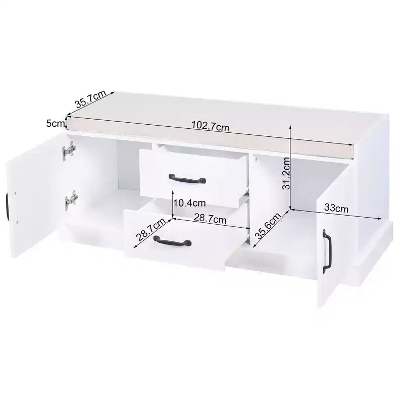Panca Contenitore Piccola con 2 Cesti, Pouf Contenitore da Letto, Panca Scarpiera da Ingresso Soggiorno con Cuscino per Seduta