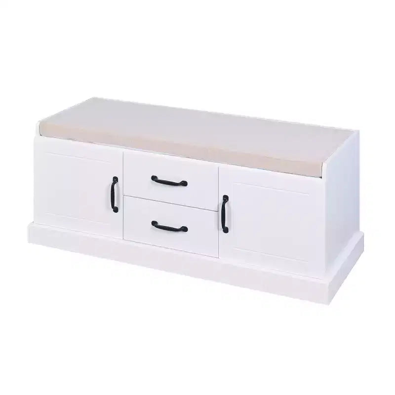 Panca Contenitore Piccola con 2 Cesti, Pouf Contenitore da Letto, Panca Scarpiera da Ingresso Soggiorno con Cuscino per Seduta
