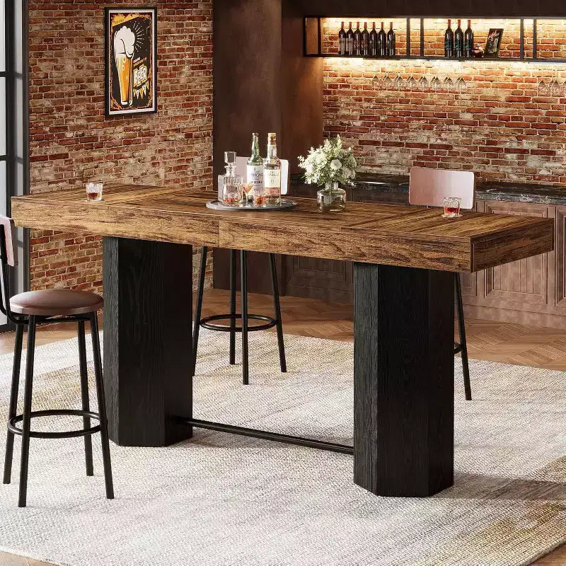Lantine 70.9 Tavolo da bar extra lungo, Tavolo alto industriale, Tavoli rettangolari da altezza bar per cucina, sala da pranzo, pub