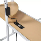 Luxystar Letto a soppalco in metallo con scrivania, mensole, armadio, presa elettrica e LED