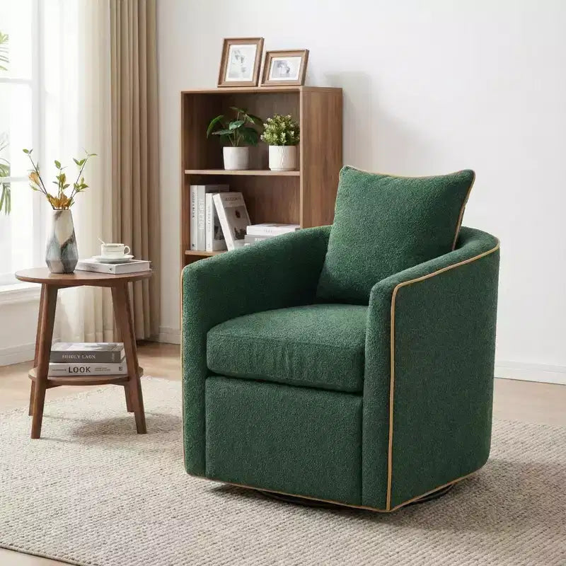 Christopher Knight Home Rena Poltrona Girevole Accent con Rivestimento in Bouclé e Struttura in Ferro Moderno a 360°