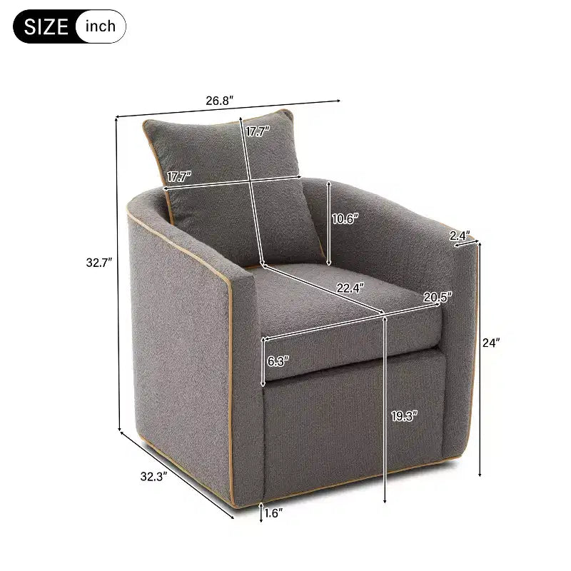 Christopher Knight Home Rena Poltrona Girevole Accent con Rivestimento in Bouclé e Struttura in Ferro Moderno a 360°