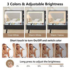 GDFStudio Rajiv Set Toeletta Moderno con Sgabello in Ecopelle, Specchio Illuminato a 3 Colori e Mobile Laterale Mobile