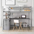 GDFStudio Garcia Wood Loft Bed with Desk and Shelves, Two Built-in Drawers