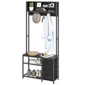 Hall Tree with Bench and Shoe Storage Entryway Coat Rack with Hooks Shelves Fabric Drawers