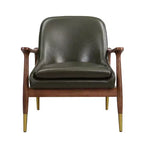 Poltroncina accentata in similpelle Mid-Century con piedini con punta in ottone, sedia di lusso per soggiorno, camera da letto o appartamento - Panipeachy