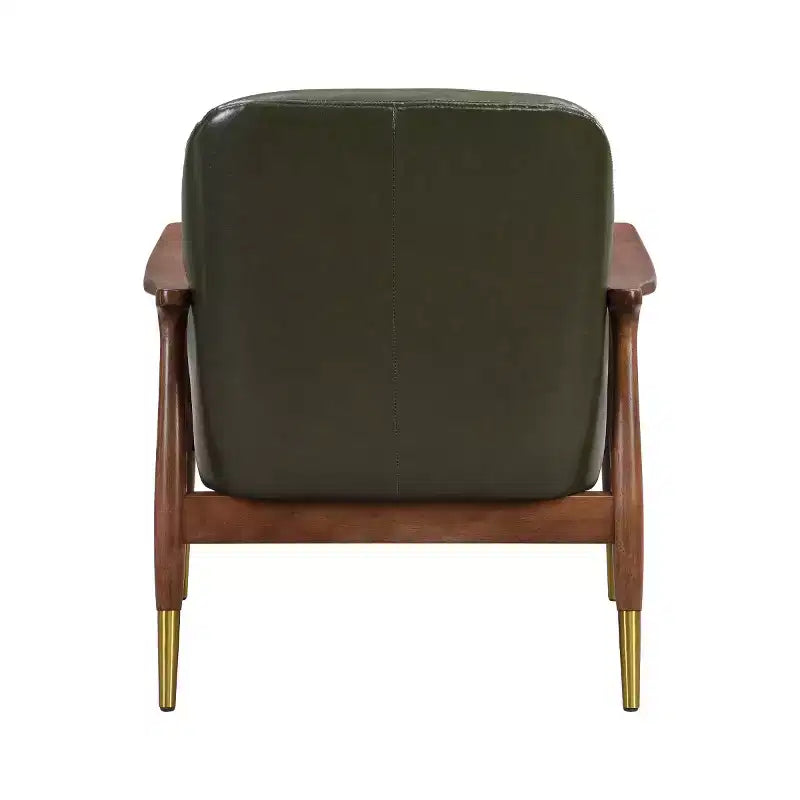 Poltroncina accentata in similpelle Mid-Century con piedini con punta in ottone, sedia di lusso per soggiorno, camera da letto o appartamento - Panipeachy