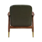 Poltroncina accentata in similpelle Mid-Century con piedini con punta in ottone, sedia di lusso per soggiorno, camera da letto o appartamento - Panipeachy