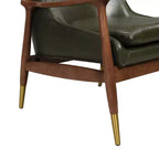 Poltroncina accentata in similpelle Mid-Century con piedini con punta in ottone, sedia di lusso per soggiorno, camera da letto o appartamento - Panipeachy