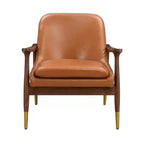 Poltroncina accentata in similpelle Mid-Century con piedini con punta in ottone, sedia di lusso per soggiorno, camera da letto o appartamento - Panipeachy