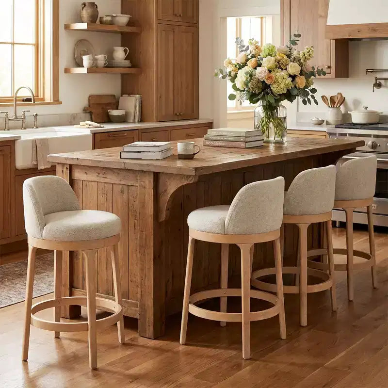 Sgabelli da Bar Imbottiti Christopher Knight Home Tadashi Modern in Legno di Gomma (Set di 4)