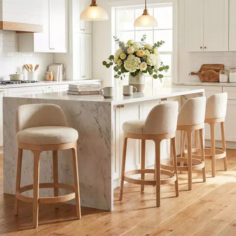 Christopher Knight Home Tadashi Modern Rubberwood Upholstered Bar Stools (Set of 4)