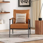 Poltrona con schienale imbottito in ecopelle, stile Mid-Century Modern, con struttura in metallo, per soggiorno, camera da letto o ufficio - Panipeachy