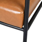 Poltrona con schienale imbottito in ecopelle, stile Mid-Century Modern, con struttura in metallo, per soggiorno, camera da letto o ufficio - Panipeachy
