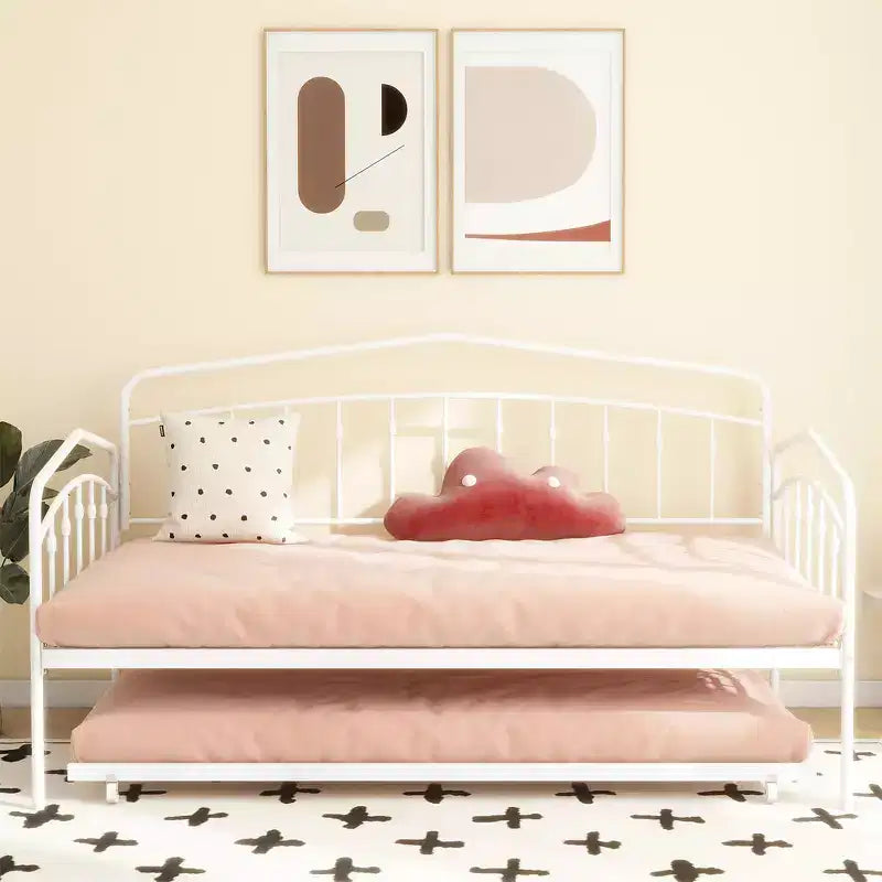Divano letto singolo con letto estraibile, Divano letto in metallo con letto estraibile singolo, Divano letto con supporto a doghe in metallo, Divano letto industriale, Nessuna necessità di rete a molle