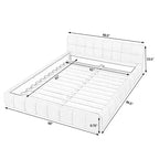MAYEERTY Letto imbottito Queen Size con testiera, struttura solida, tessuto ciniglia grigio scuro