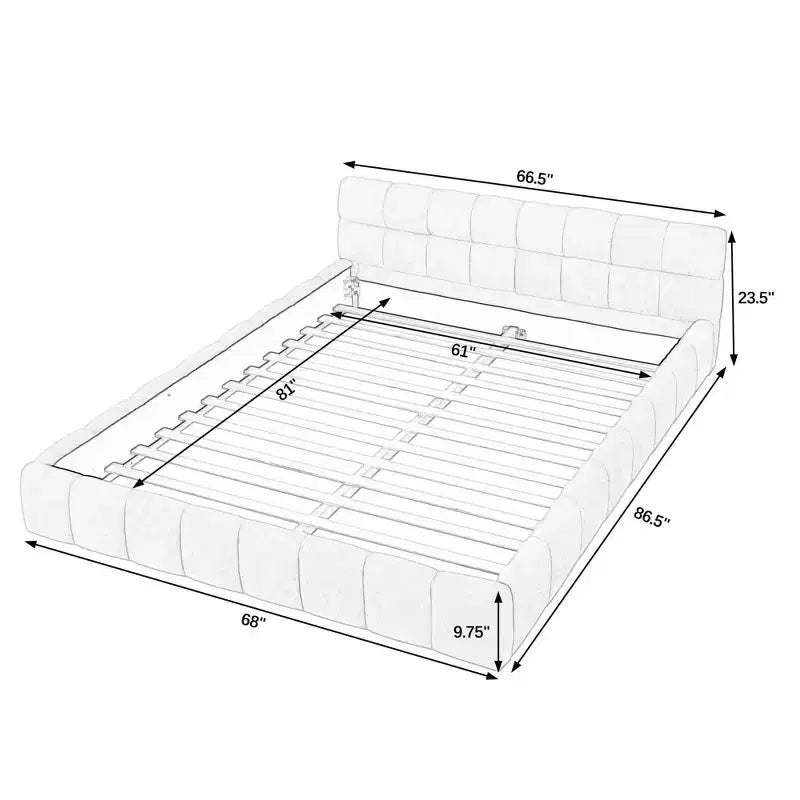 MAYEERTY Letto imbottito Queen Size con testiera, struttura solida, tessuto ciniglia grigio scuro