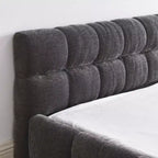 MAYEERTY Letto imbottito Queen Size con testiera, struttura solida, tessuto ciniglia grigio scuro