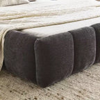MAYEERTY Letto imbottito Queen Size con testiera, struttura solida, tessuto ciniglia grigio scuro
