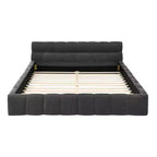 MAYEERTY Letto imbottito Queen Size con testiera, struttura solida, tessuto ciniglia grigio scuro