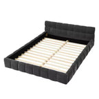 MAYEERTY Letto imbottito Queen Size con testiera, struttura solida, tessuto ciniglia grigio scuro