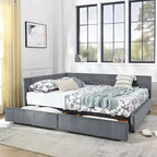 MAYEERTY Letto imbottito Queen Size con vano contenitore, testiera e braccioli, per camera da letto, Grigio