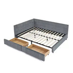 MAYEERTY Letto imbottito Queen Size con vano contenitore, testiera e braccioli, per camera da letto, Grigio