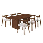 GDFStudio Camden Set da Pranzo 7 Pezzi con Base Contenitore e Sedie in Ecopelle